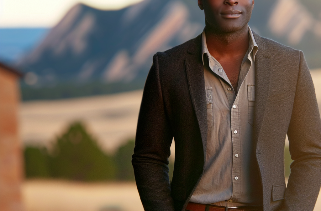 Entrepreneur in business-casual attire outdoors in Western Colorado, symbolizing motivation and leadership