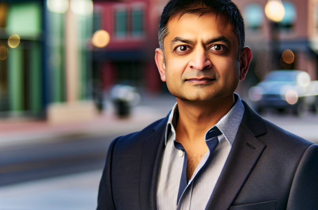 Professional businessman outdoors in downtown Grand Junction with a confident, motivational demeanor